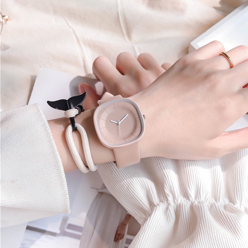 Đồng Hồ Đeo Tay Máy Quartz Mặt Vuông Dây Da Thiết Kế Đơn Giản Cho Nữ