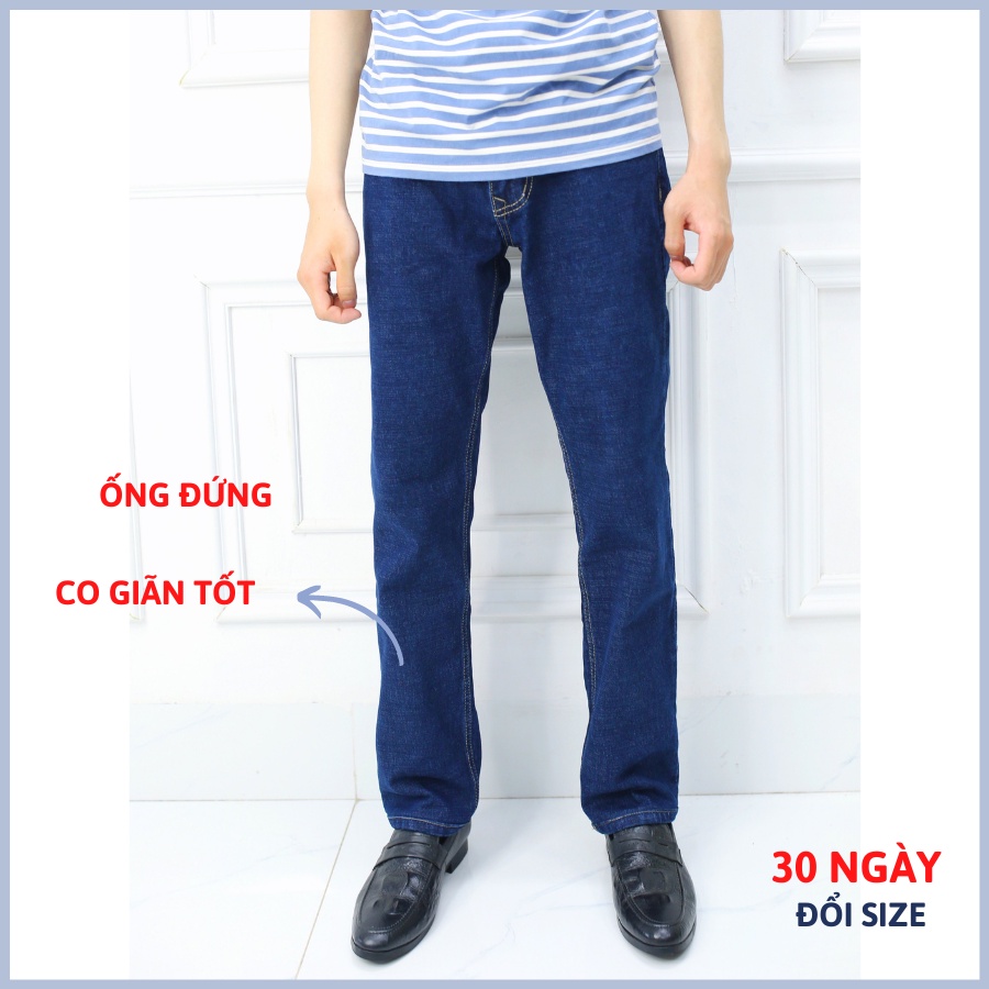 Quần jean nam ống suông co giãn, quần bò nam ống đứng