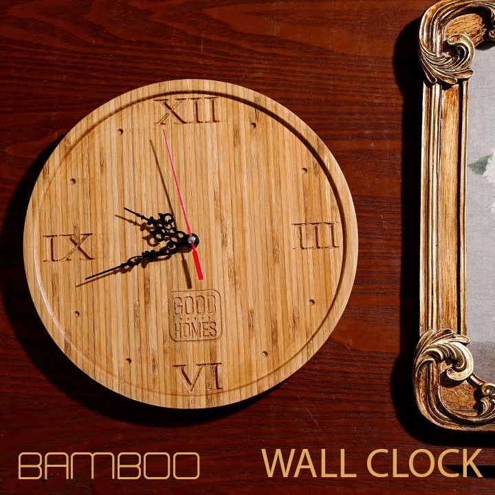 [HOT] Đồng hồ treo tường, để bàn bằng gỗ tre khắc CNC - đồng hồ treo tường cao cấp [ROCHELLIO]