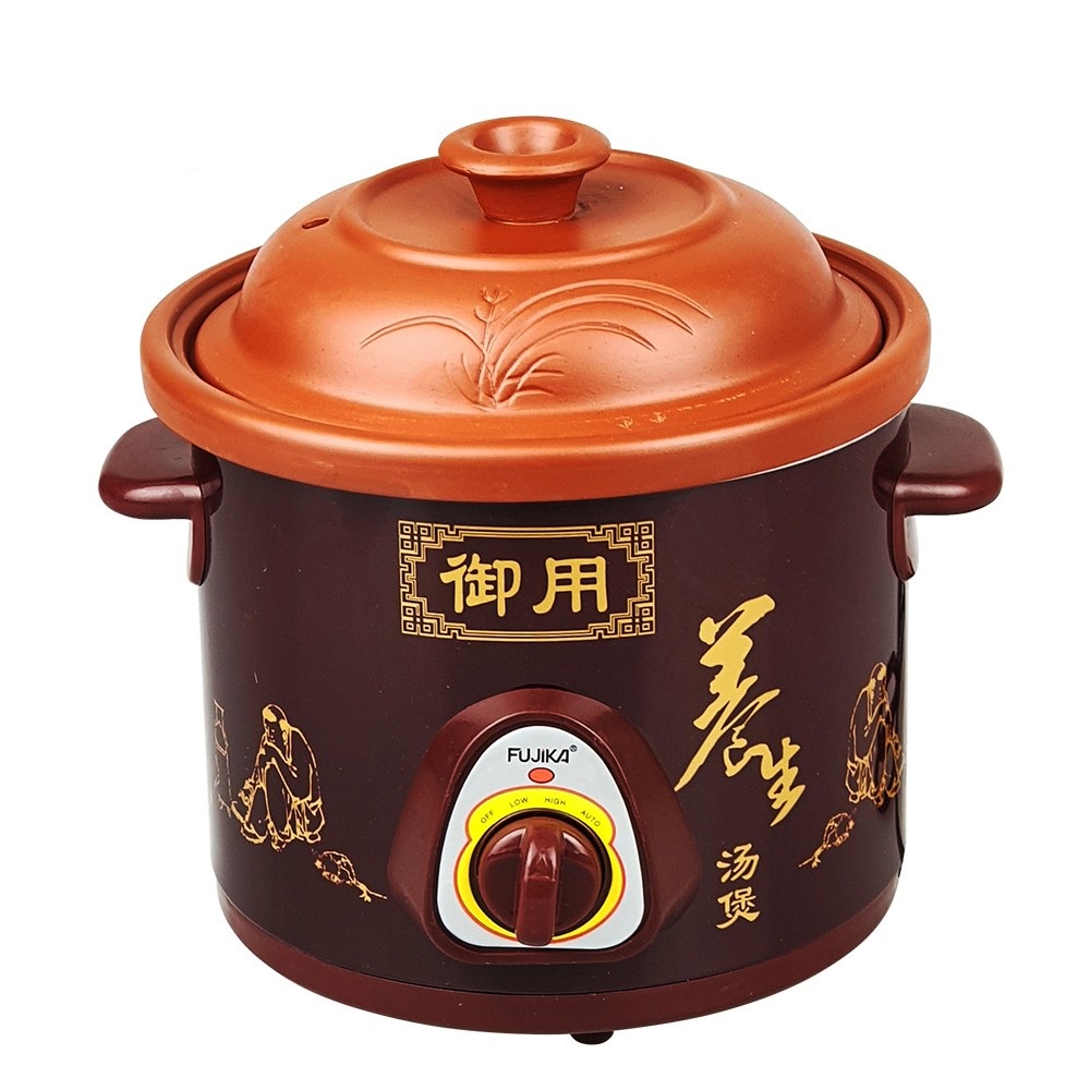 Nồi nấu cháo cho bé, nồi kho cá FUJIKA FJ-KC25 dung tích 2.5 lít lòng và nắp bằng sứ màu nâu - Chính hãng BH 12 tháng