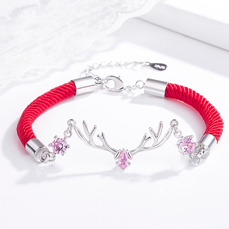 Vòng Tay Dây Bện Mặt Hình Hươu Một Sừng Thời Trang Cho Cặp Đôi