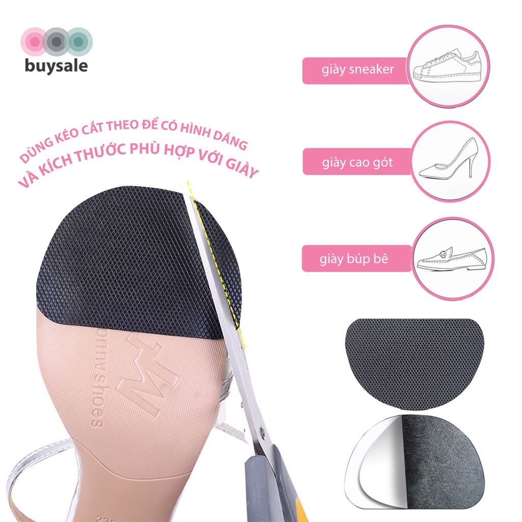 1 Cặp miếng dán đế giày hình bán nguyệt chống trơn trượt, mài mòn cho giày cao gót, giày tây - BuySales - BSPK270
