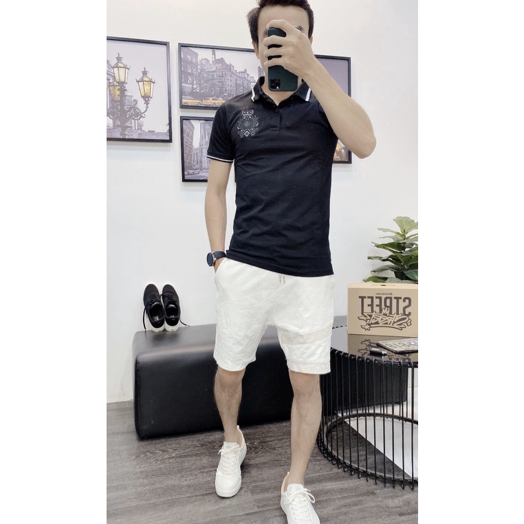 Áo thun nam cao cấp có cổ tay ngắn, áo polo nam thuê logo vải cotton co dãn dày dặn 3 màu