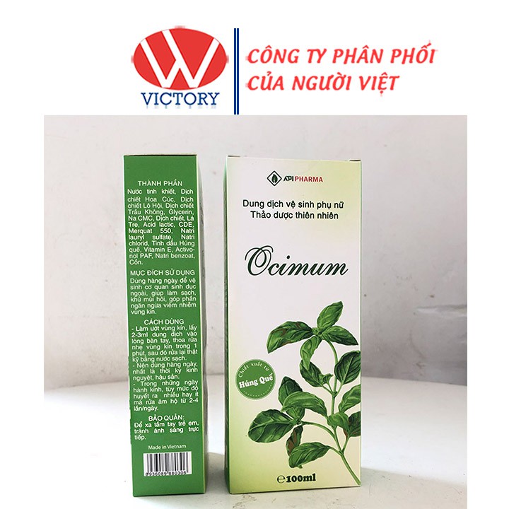 Dung dịch vệ sinh phụ nữ Ocimum - Chiết xuất từ húng quế -  Chai 100ml - Victorypharmacy