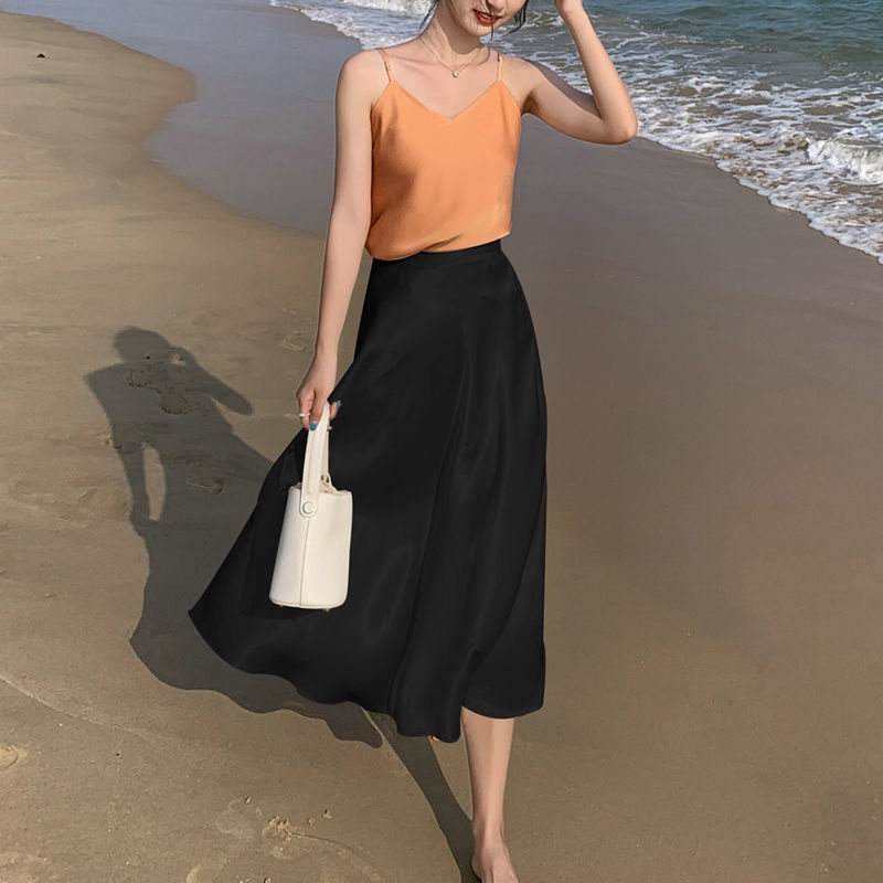 Chân Váy Dài Lưng Cao Phong Cách Hàn Quốc Thời Trang Mùa Hè 2022 Size S-3XL