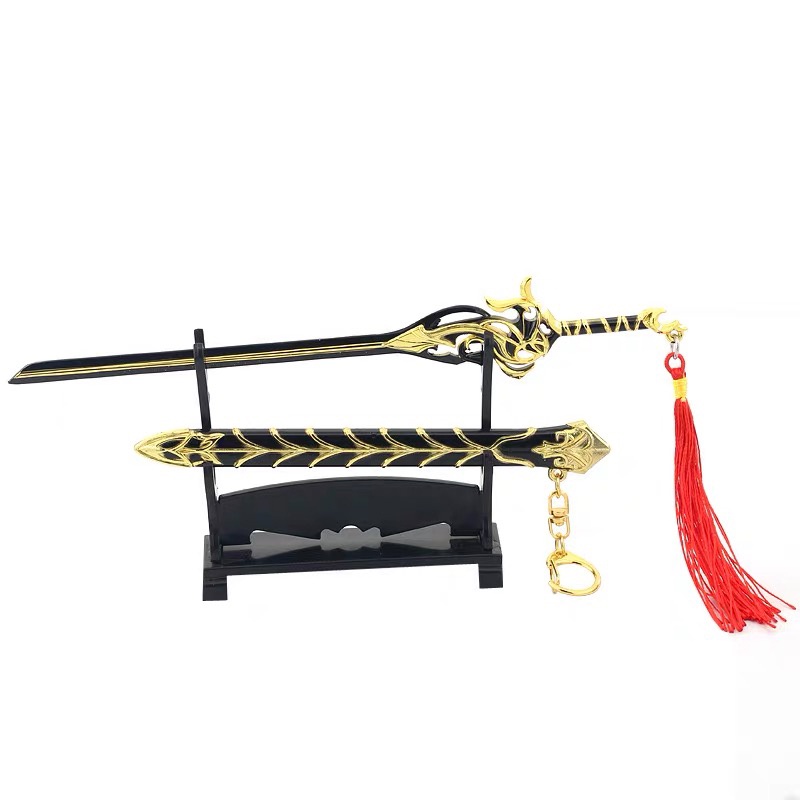 Mô hình kiếm hiệp đen vàng bằng kim loại dài 22cm siêu đẹp