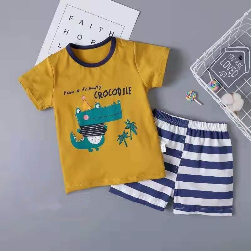 Bộ thun cotton lạnh in thấm cá sấu mát rượi mùa hè