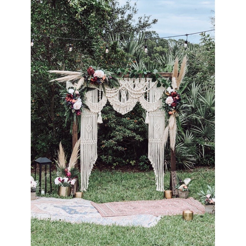Macrame Wedding backdrop, rèm Macrame trang trí tiệc cưới, Boho Style, Boho Decor