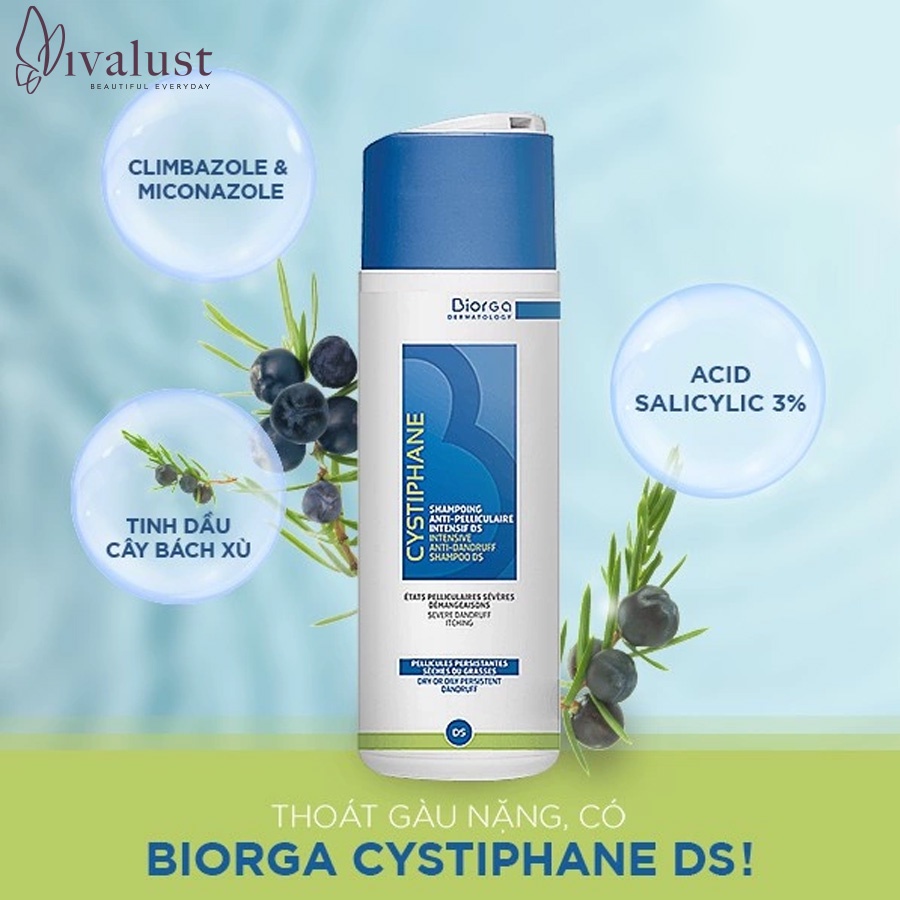 Dầu Gội Giảm Gàu CYSTIPHANE Biorga Anti - Dandruff Shampoo DS