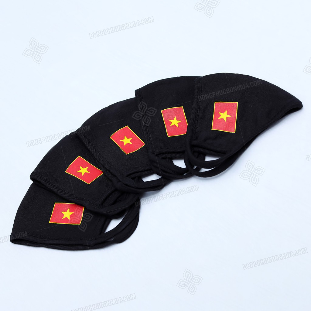 [COMBO 20]Khẩu Trang Vải Kháng Khuẩn Đen In Cờ Đỏ Sao Vàng Đội Tuyển Việt Nam đang đeo của Đồng Phục Bốn Mùa | BigBuy360 - bigbuy360.vn