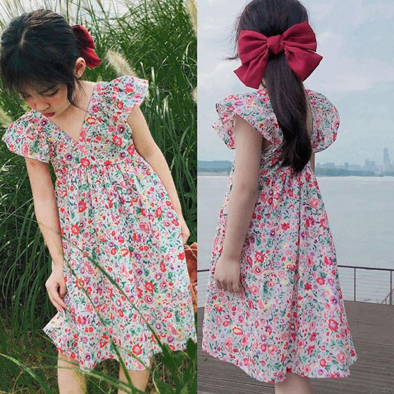 Đầm phong cách mùa hè in hoa ngọt ngào dành cho bé gái từ 3-8 tuổi