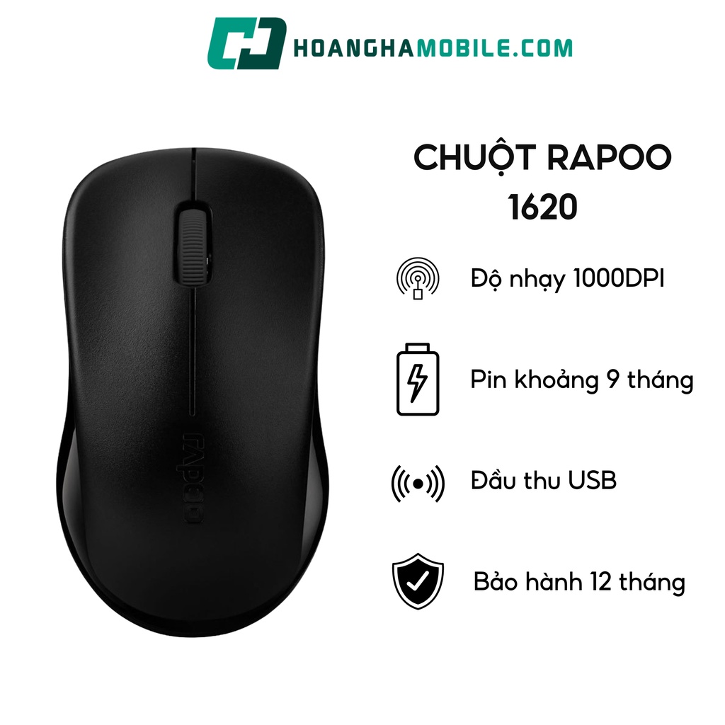 Chuột Quang Vi Tính Không Dây Rapoo 1620 - Hoàng Hà Mobile