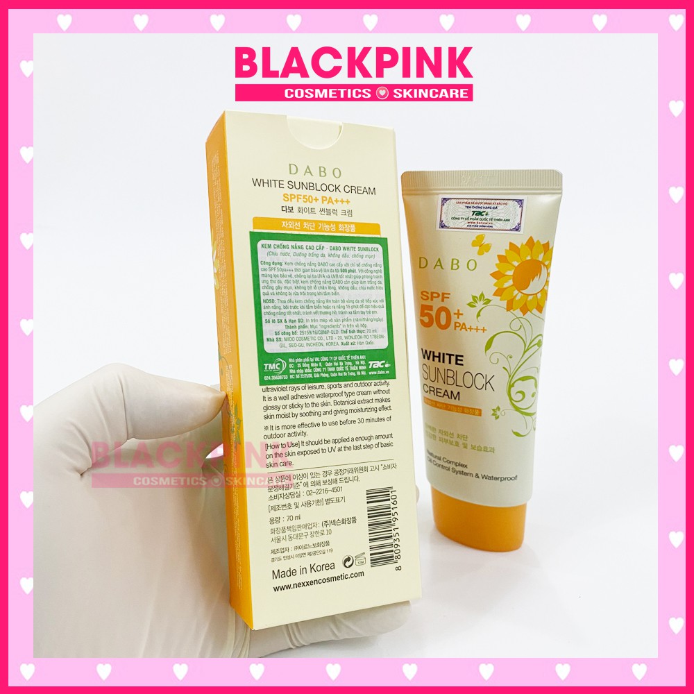 Kem chống nắng hoa cúc Dabo Whitening Sunblock Cream Hàn Quốc thẩm thấu nhanh, không bết dính, chống lão hóa 70ml | BigBuy360 - bigbuy360.vn