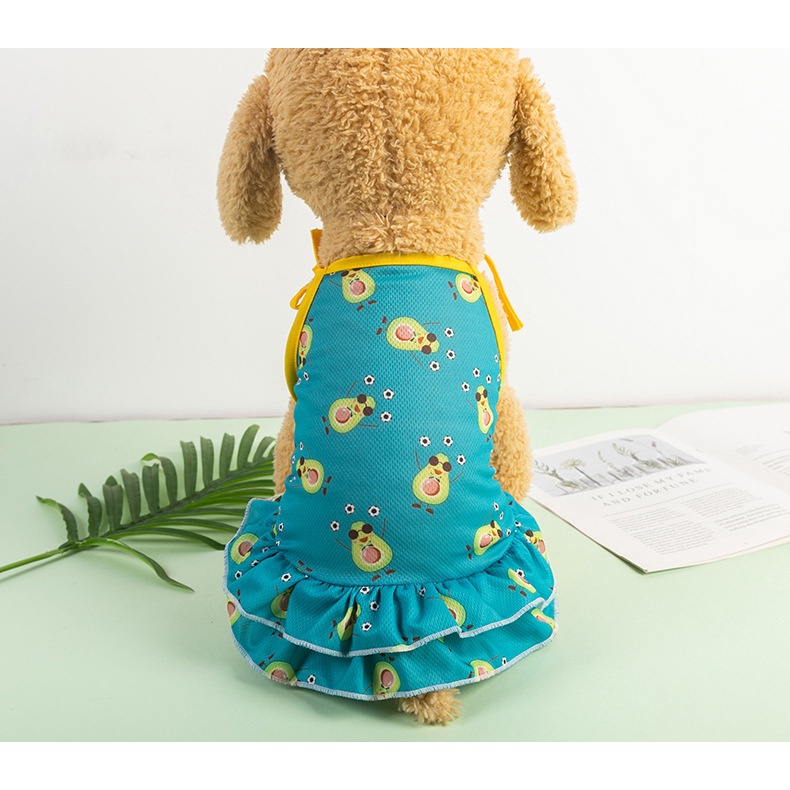 Đầm Hai Dây In Họa Tiết Dễ Thương Thời Trang Cho Cún Cưng Shih Tzu