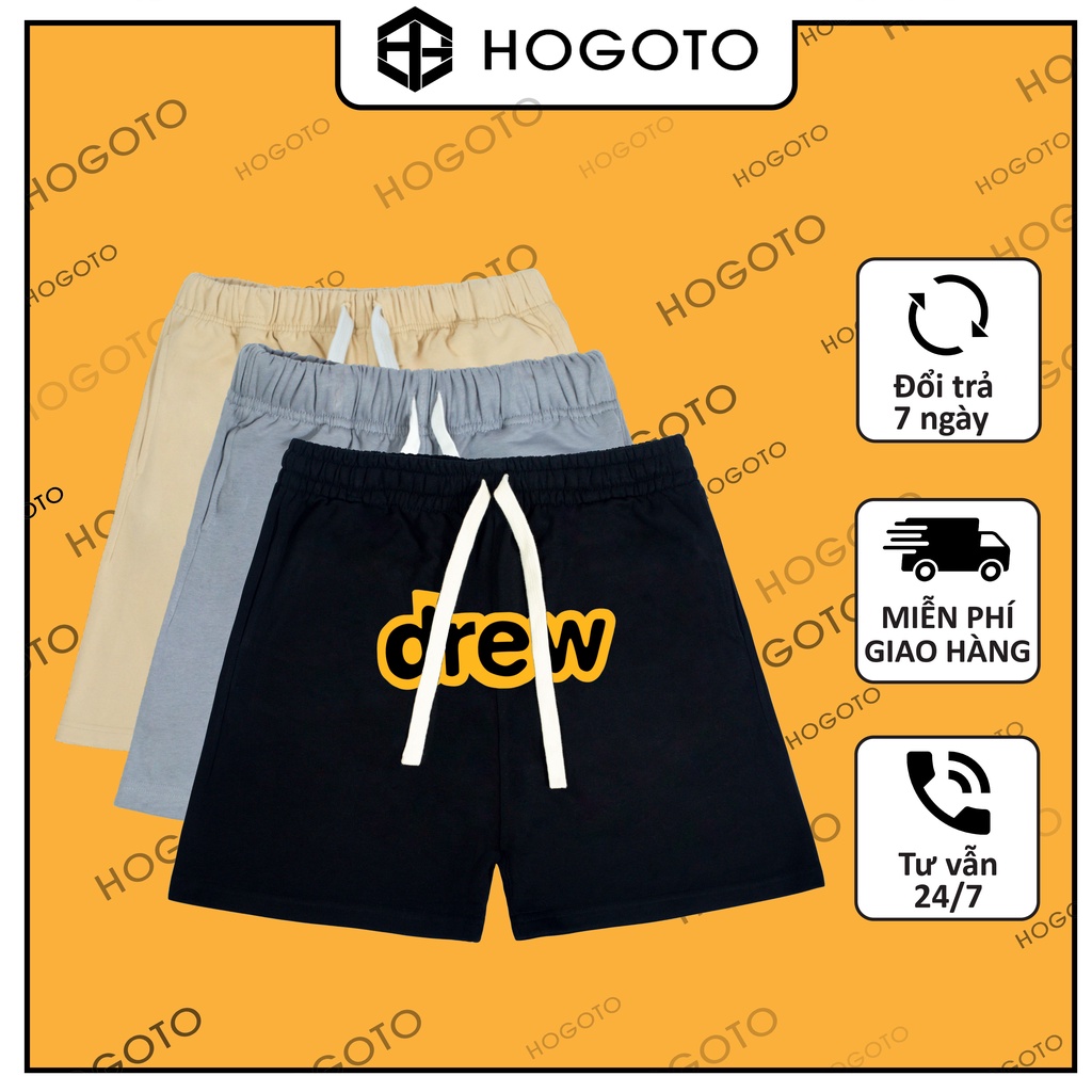 Quần short DREW FULL TANG nỉ da cá Hogoto shop , quần short unisex nam nữ chất liệu cotton.