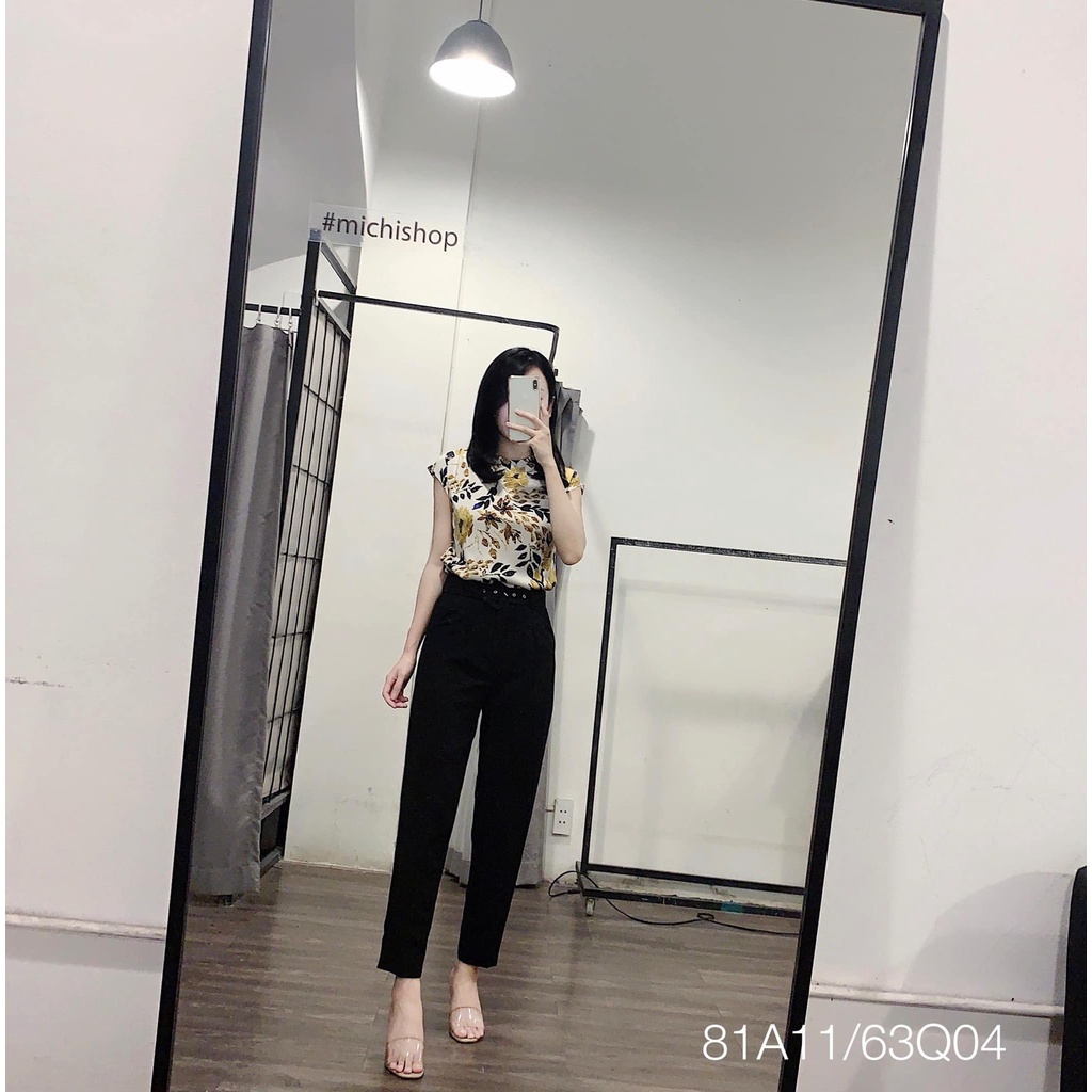 Áo sát nách tay chờm lụa nhung họa tiết hoa vàng - 81A11