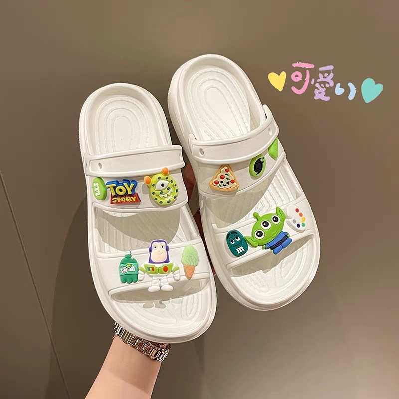 Dép Cross nữ đế độn 4cm tặng kèm bộ 12 sticker cute cho bạn nữ đi học đi chơi  - DL166