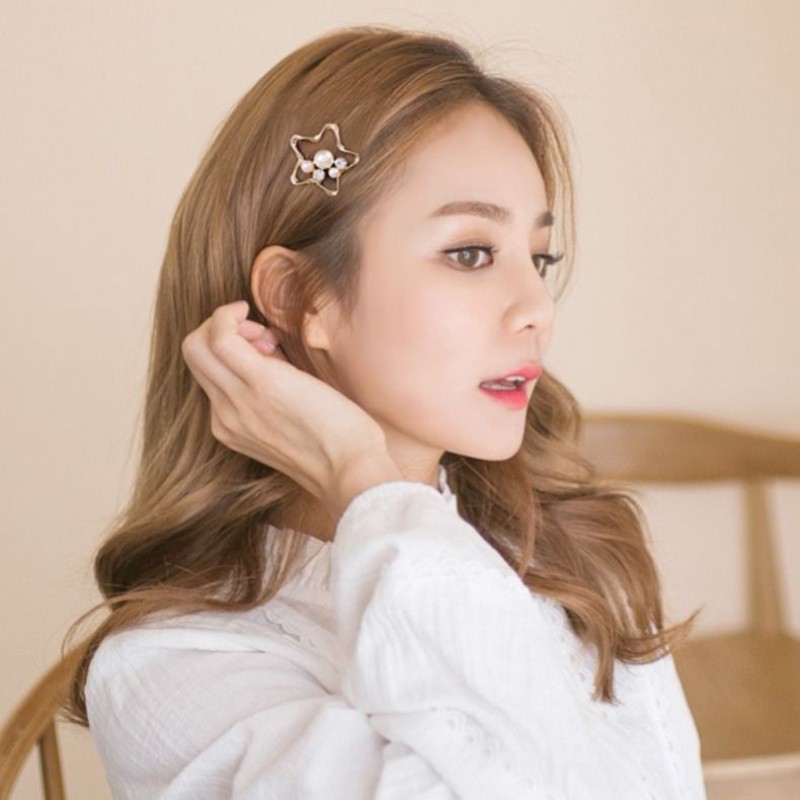 Kẹp Tóc Hình Trái Tim / Tam Giác Đính Đá / Ngọc Trai Bằng Kim Loại B501