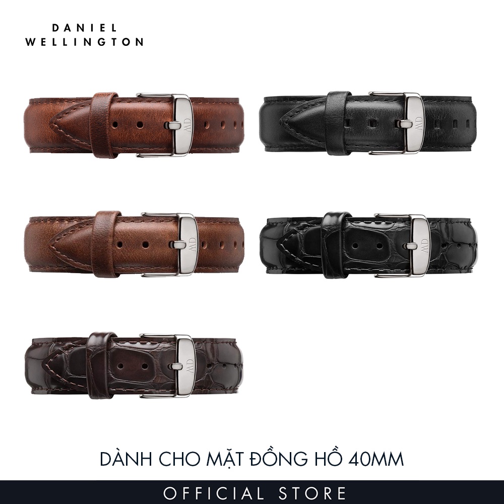 Dây da đồng hồ Daniel Wellington 20mm khóa màu bạc - Cho đồng hồ Classic 40mm