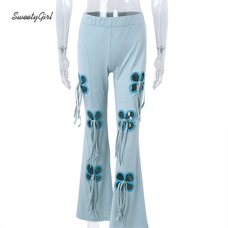 Quần Dài Lưng Cao Ống Loe Ôm Dáng Phối Màu Tương Phản Thời Trang 2022 Cho Nữ