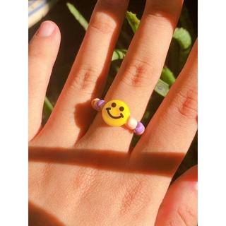 Nhẫn hạt cườm mặt cười - Smiley Beaded Ring