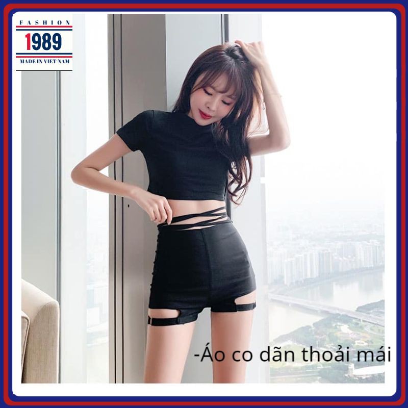 (video+freesip) Áo croptop nữ 🍀 áo phông dáng ngắn nữ , áo đan đay dưới eo phong cách hàn quốc, chất thun mát co dãn1989