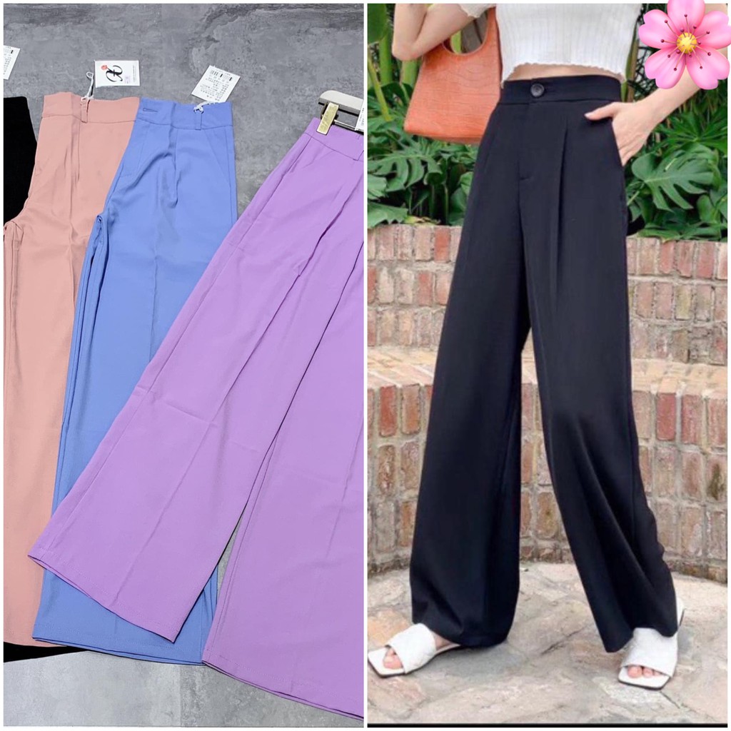 Quần Culottes Thụng Mềm - Simple pant dáng dài xuông ống rộng cullotes loe cạp khuy lưng cao nữ HOT