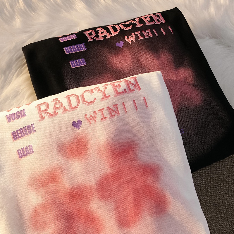 Round Neck Sweatshirt Women Korean Style Loose Cute Bear Letter Printing Female Long-sleeved Shirt Student Couple Jacket