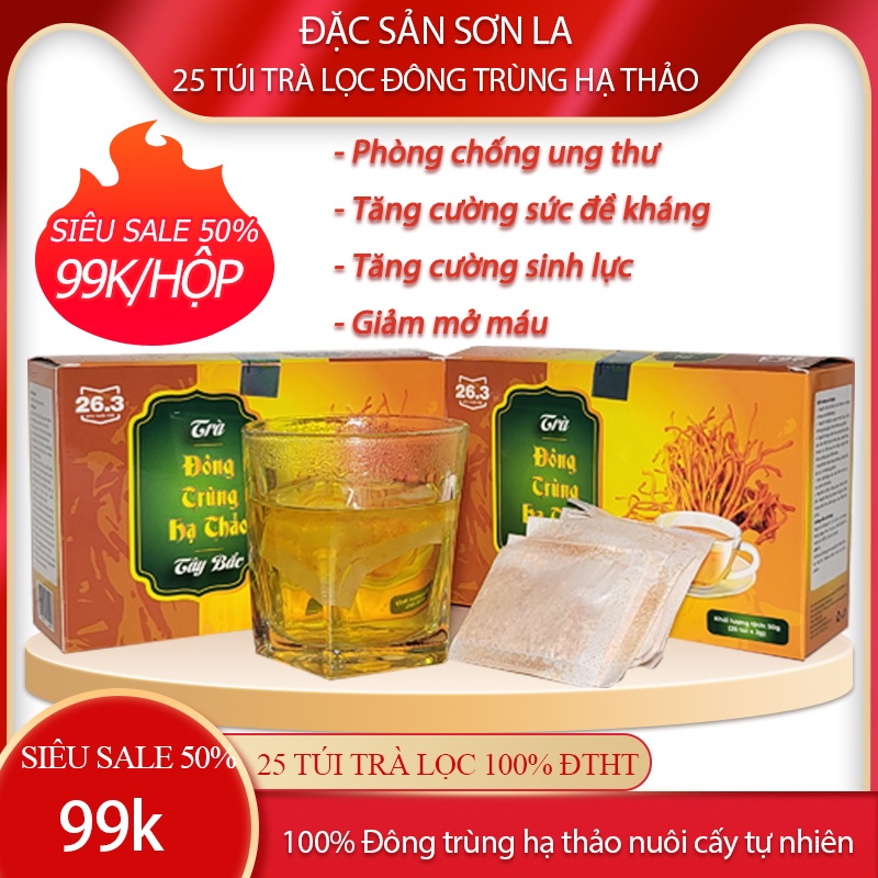 [25 túi trà lọc] 100% Đông trùng hạ thảo - Được chuyển giao từ đề tài cấp nhà nước