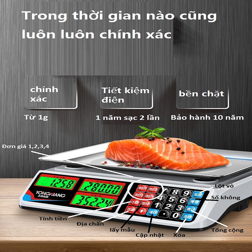 Cân điện tử tính tiền tích điện 30kg-chống nước hiệu quả