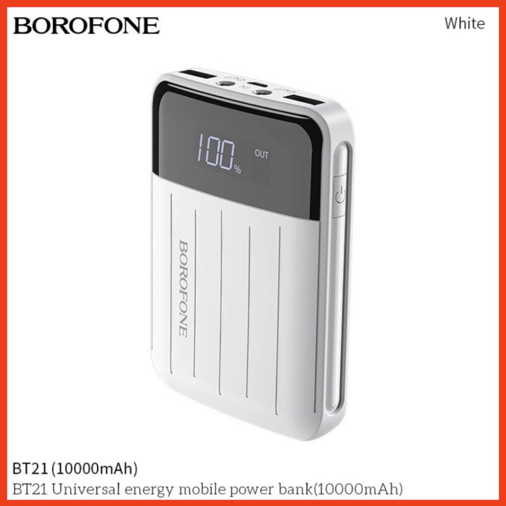 Sạc Dự Phòng Chính Hãng Siêu Nhỏ Gọn 10000MAH. Hiển Thị % Pin. Sạc Dự Phòng Borofone BT21 . 6789