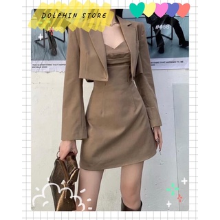 🌹BIGSIZE Set đầm 2 dây kèm áo blazer bigsize🌹