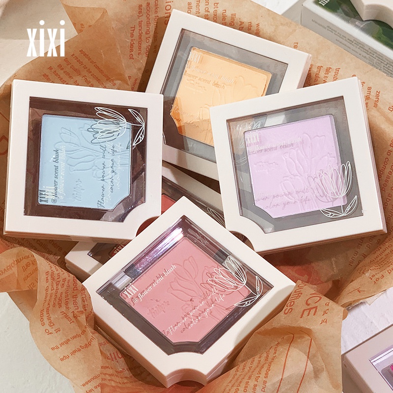xixi hoa thơm đơn sắc phấn má hồng nhỏ cầm tay trang điểm khỏa thân tự nhiên mờ sức sống cô gái tăng cường nước da má hồng xanh