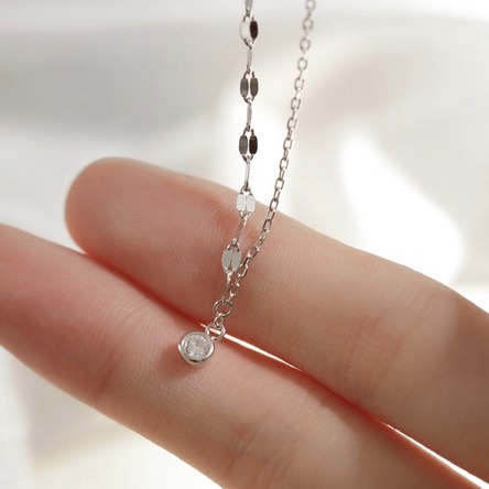 Dây chuyền bạc ý 925 mặt đá kim cương nhân tạo vòng cổ nữ