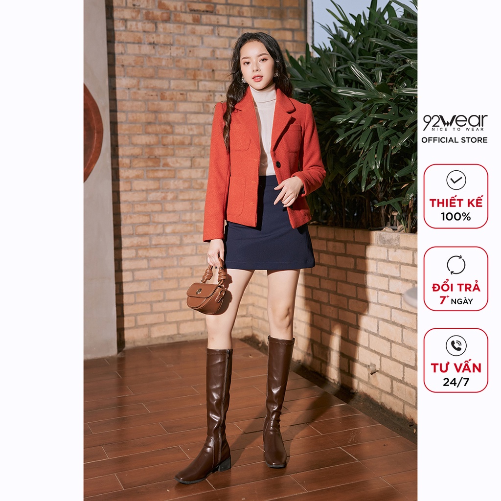 Áo khoác dạ nữ 92WEAR mùa đông thiết kế hàn quốc túi ốp KDA1501