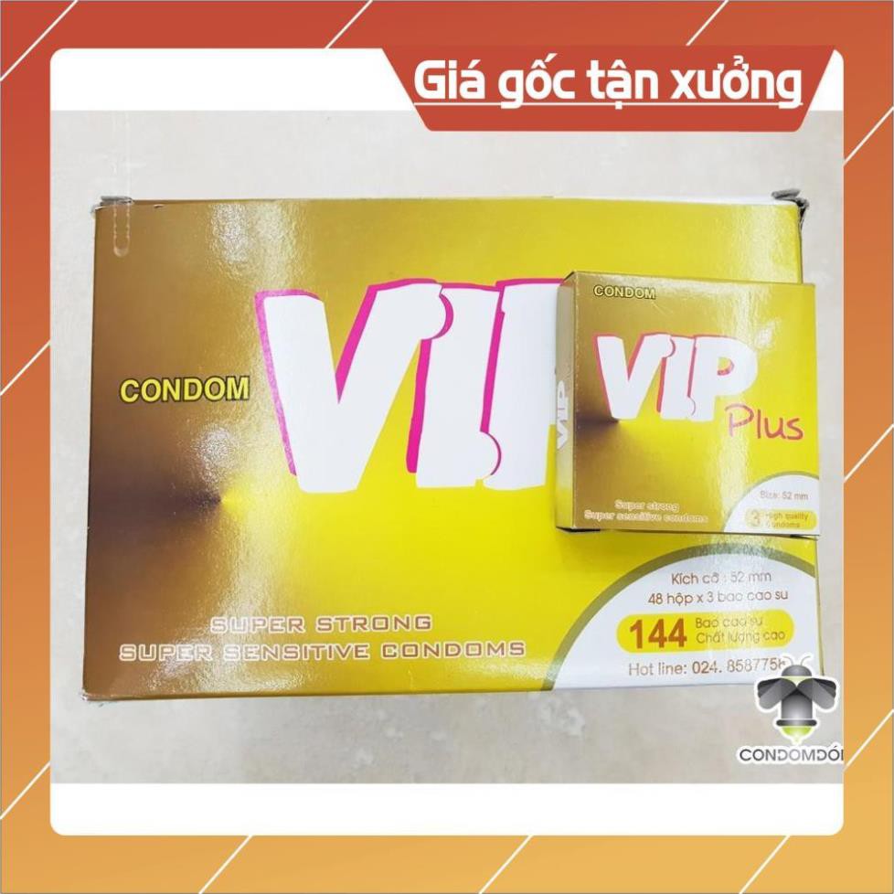 [3 chiếc] Bao cao su VIP Plus giá rẻ, an toàn, chất lượng hộp 3 chiếc