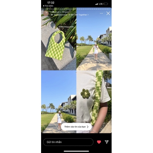 CHECKERED HANDBAG - TÚI LEN HANDMADE SIZE S