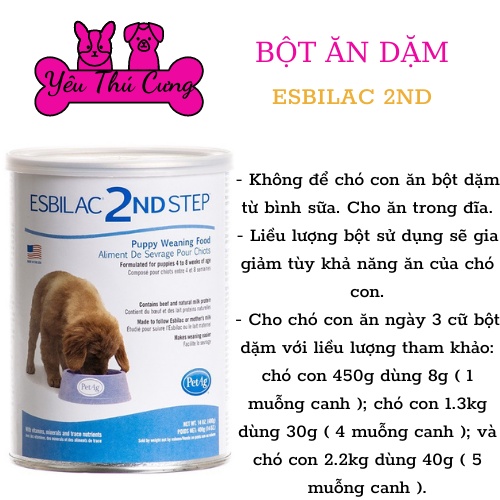 SỮA BỘT ESBILAC 2ND STEP CHO CHÓ PETAG - YÊU THÚ CƯNG