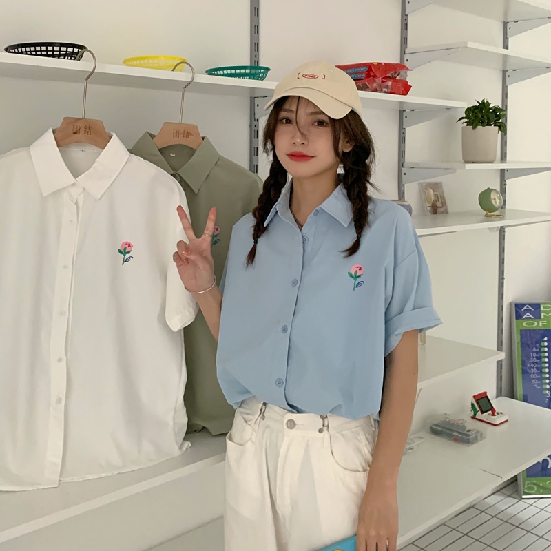 Áo Thun Nữ Ngắn Tay Cổ Tròn Thời Trang Hàn
