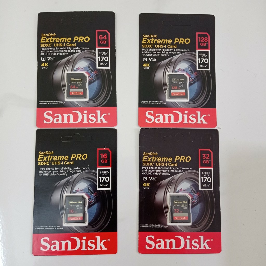 Thẻ nhớ SD Sandisk 128GB 64GB 32GB 16GB Extreme Pro upto 170MB/s