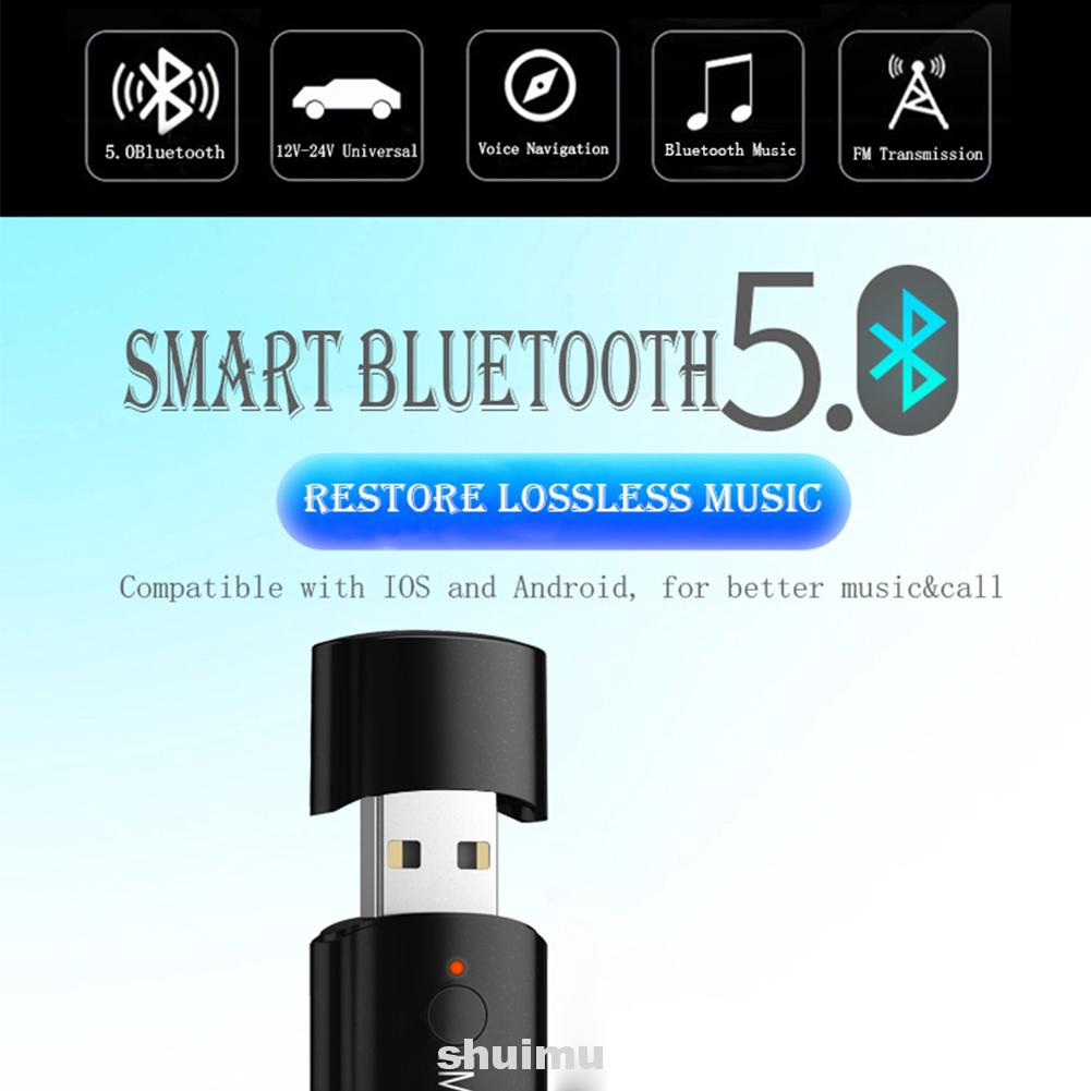 Đầu thu tín hiệu FM USB bluetooth không dây mini tích hợp micro âm thanh nhỏ gọn tiện lợi