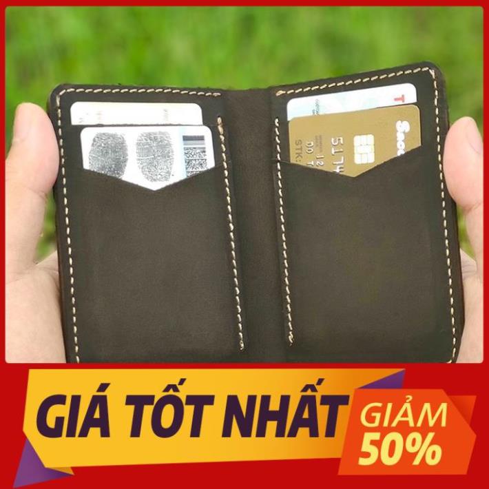 Ví đựng thẻ da sáp ngựa điên V125 Bụi Leather Tốt
