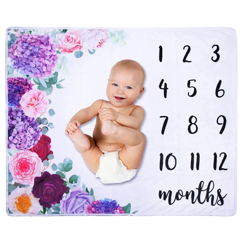 Mary Baby Blanket Flannel Photography Monthly Photo Newborn Milestone Crawling Mat