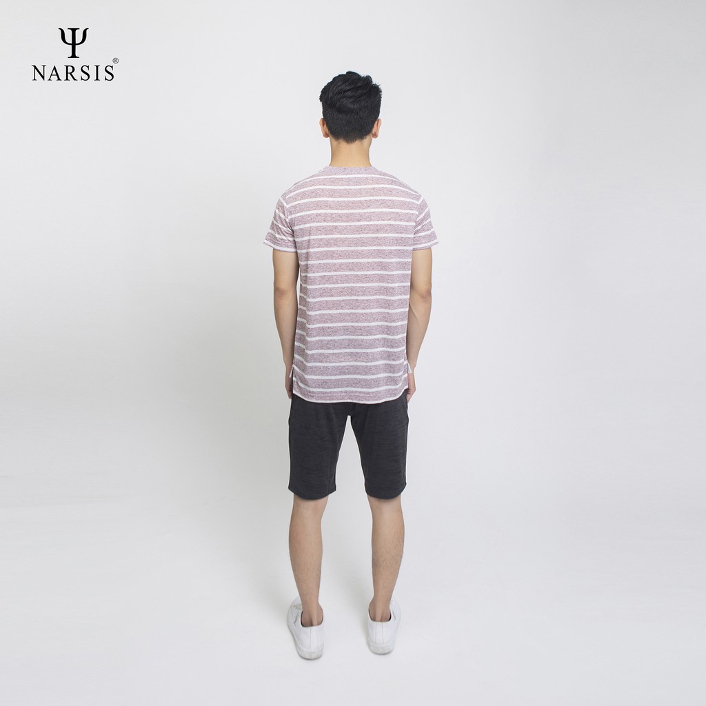 Áo nam Narsis D6028 tím kẻ trắng