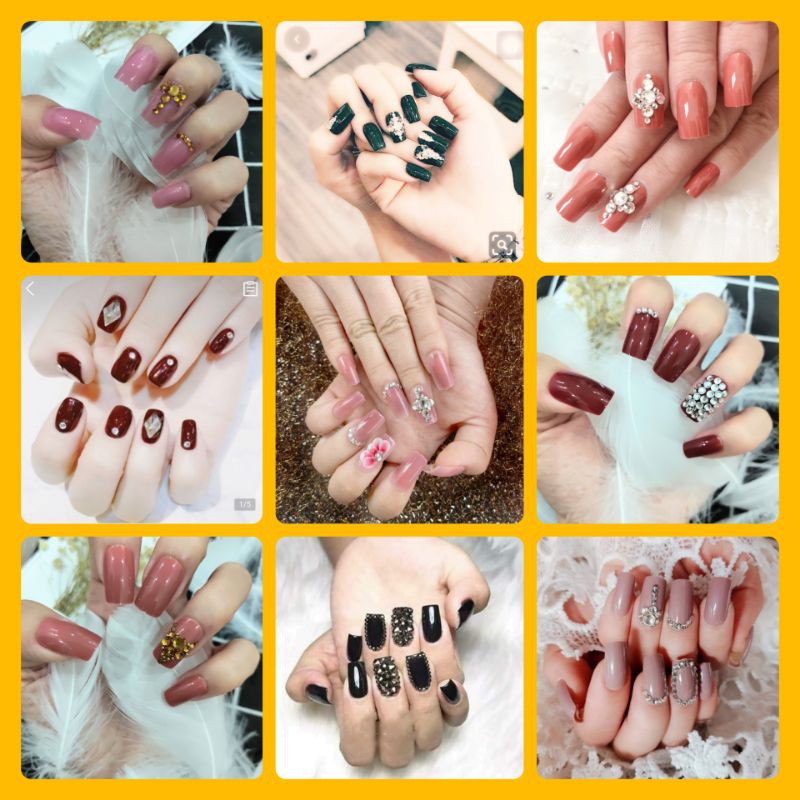 Bộ nail box 24 móng thiết kế đính đá cao cấp tặng kèm keo dán các mẫu 1-20