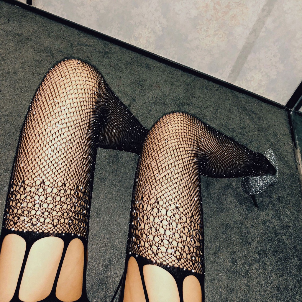 Quần Tất Lưới Đính Hạt Kim Cương Thời Trang