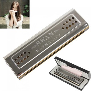 Kèn harmonica 24 Lỗ Hai Mặt Kèm Hộp Khăn Lau Cho Người Lớn / Trẻ Em / Người Mới Bắt Đầu