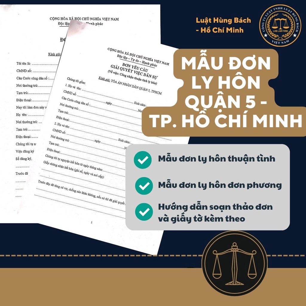 Chuẩn 2023 - Mẫu đơn ly hôn Quận 5, Thành phố Hồ Chí Minh