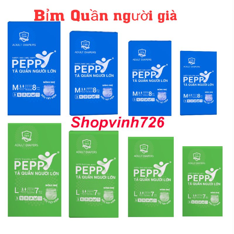 Bỉm quần người già PEPPY bộ 10 gói ( M 80/L70 Miếng từ 40_75kg) siêu thấm hút kháng khuẩn