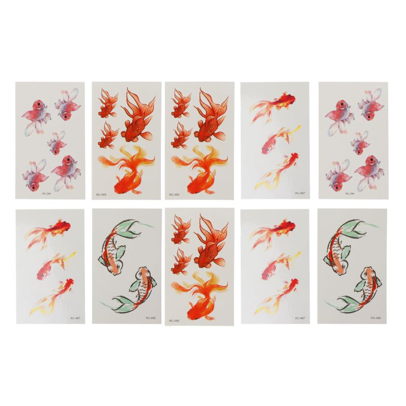 Set 10 tấm hình xăm dán hình cá Koi 3D
